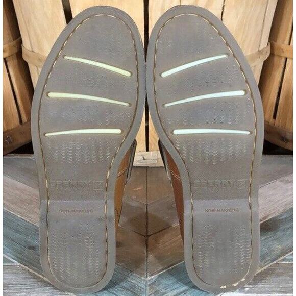 Sperry Mako 2-Eye Canoe Tan Cream Leather Lace-Up Boat Shoes Mens Size 7 - Picture 9 of 10